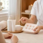 A clinician explaining sunscreen and gentle skincare after a laser treatment consultation featured image